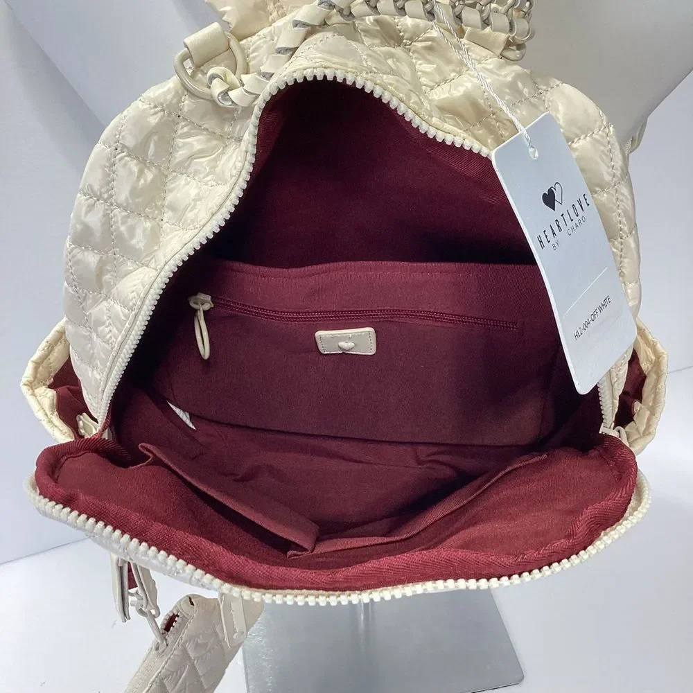 Heartlove By Charo Backpack Heart Love Cream Quilted with Heart Accents